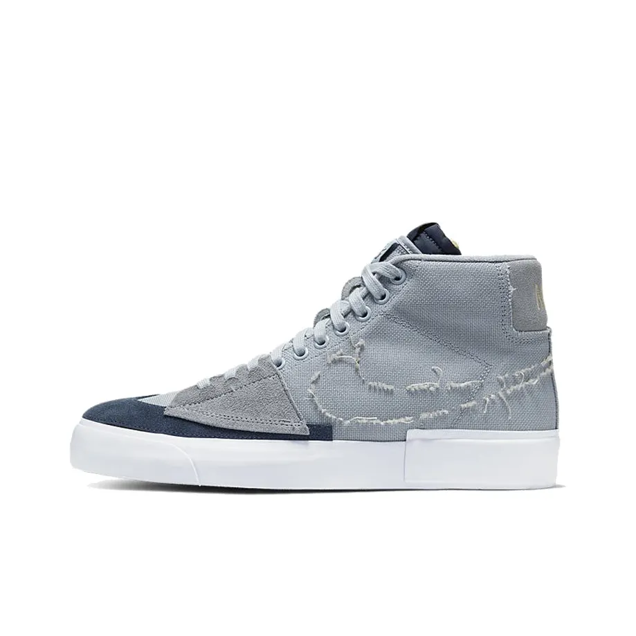 Nike Blazer SB Нескользящий Легкий MID Скейтбординг Кроссовки Унисекс Серый Синий