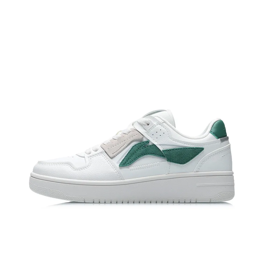 LiNing Tianji Series Slip Resistant, Abrasion Resistant, Lightweight Low Top Skateboard Shoes Women's White Green