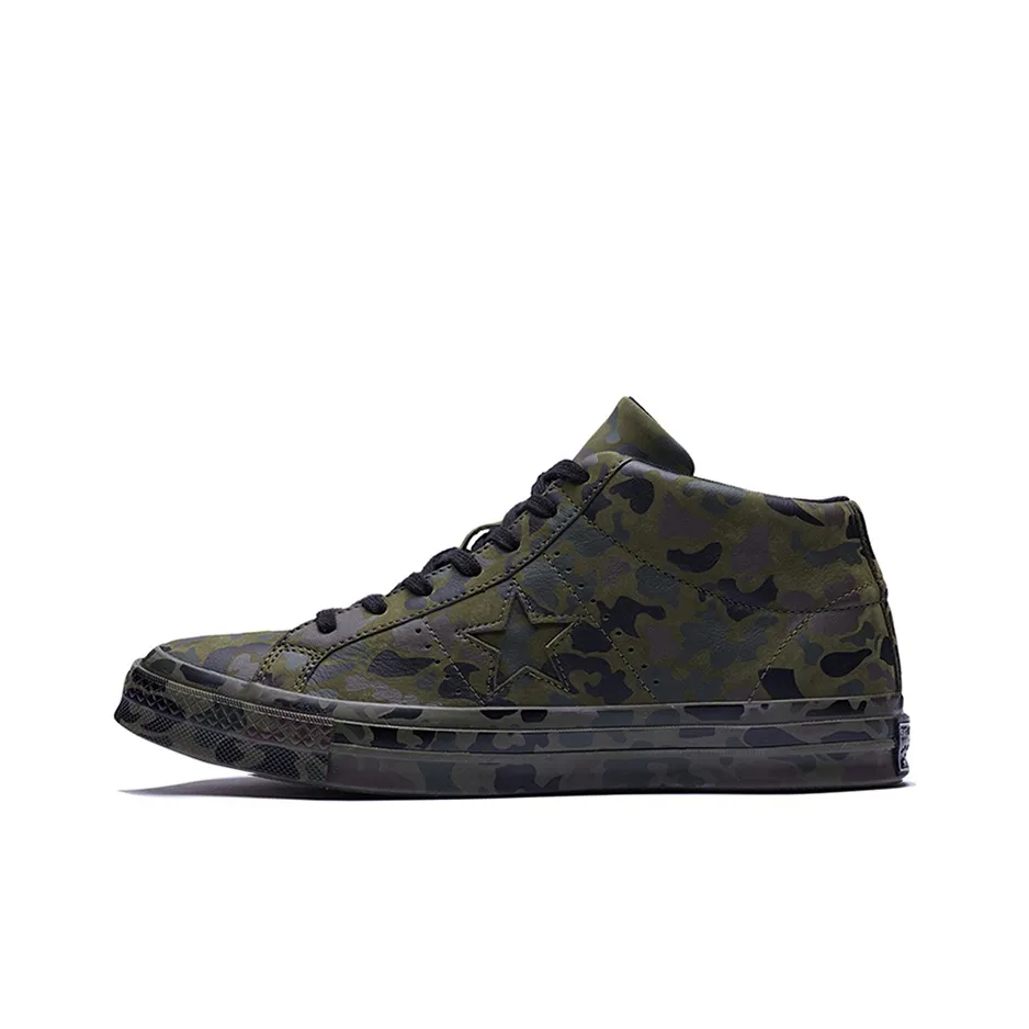 Converse One Star Retro Mid Tops Skateboarding Shoes Epic Unisex Camouflage Green