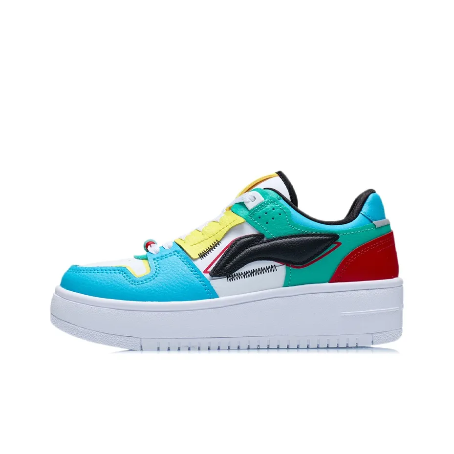 LiNing Tianji Durable Breathable Low Top Skateboard Shoes Cleated Women's White Blue Green