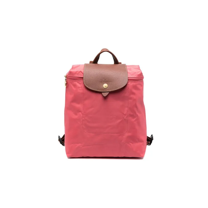 LONGCHAMP Le Pliage Polyamide With Calfskin Backpack Medium Size Men's Rose Red