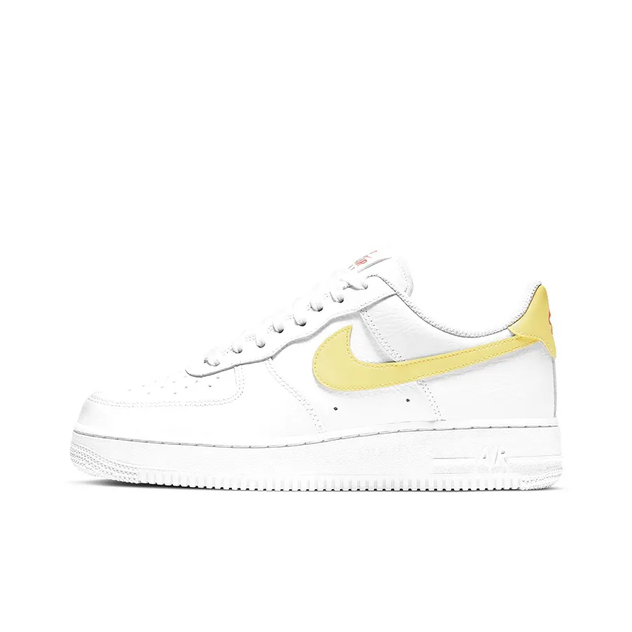 Nike Air FORCE 1 '07 Покрытие Slip-Resistant Амортизация Низкие Кроссовки для скейтбординга Женские Белые Желтые