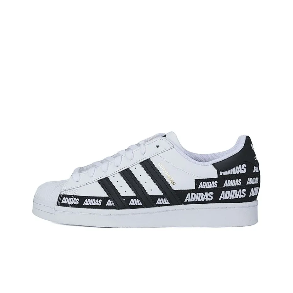 Adidas Superstar 'Wordmark Heel Stripe   White Black'
