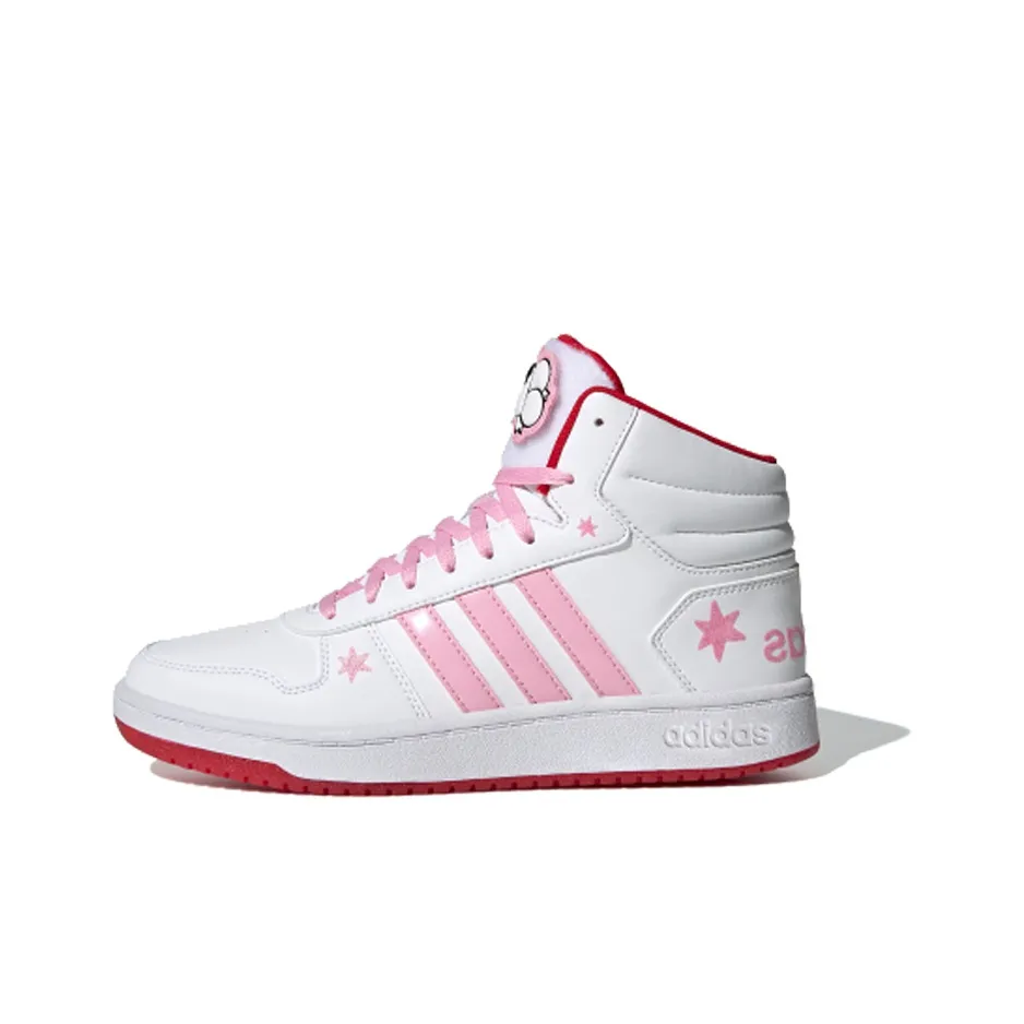 Adidas Neo Hoops 2,0 MID Противоскользящие Устойчивые к истиранию MID Топ Скейтборд Кроссовки Женские Белые Розовые