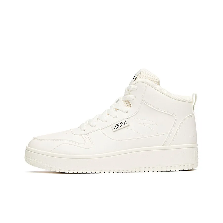Anta Life Collection Non slip Lightweight High Top Skateboard Shoes Men's Pure White