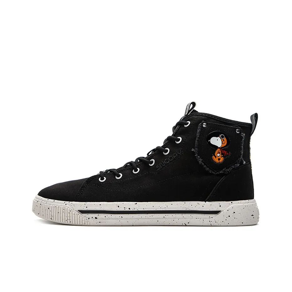 SNOOPY x Anta Life Collection Durable Breathable High Top Skateboard Shoes Men's Black