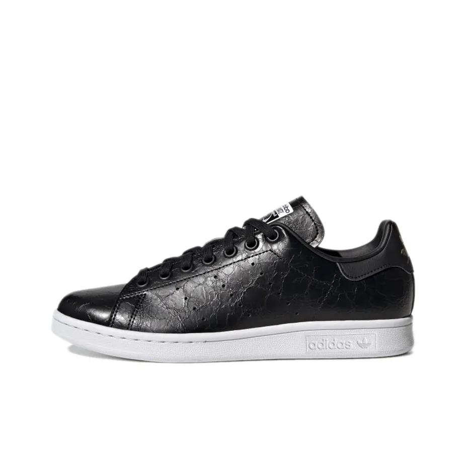 Adidas Stan Smith Cracked Leather Black Gold Women's