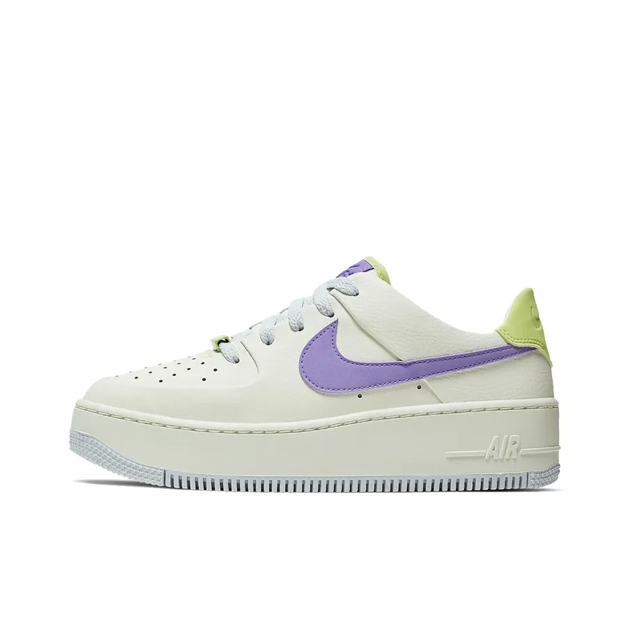Nike Air FORCE 1 Шалфейный Баланс Воздухопроницаемость Низкий Топ Скейтбординг Кроссовки Женские Белый Фиолетовый