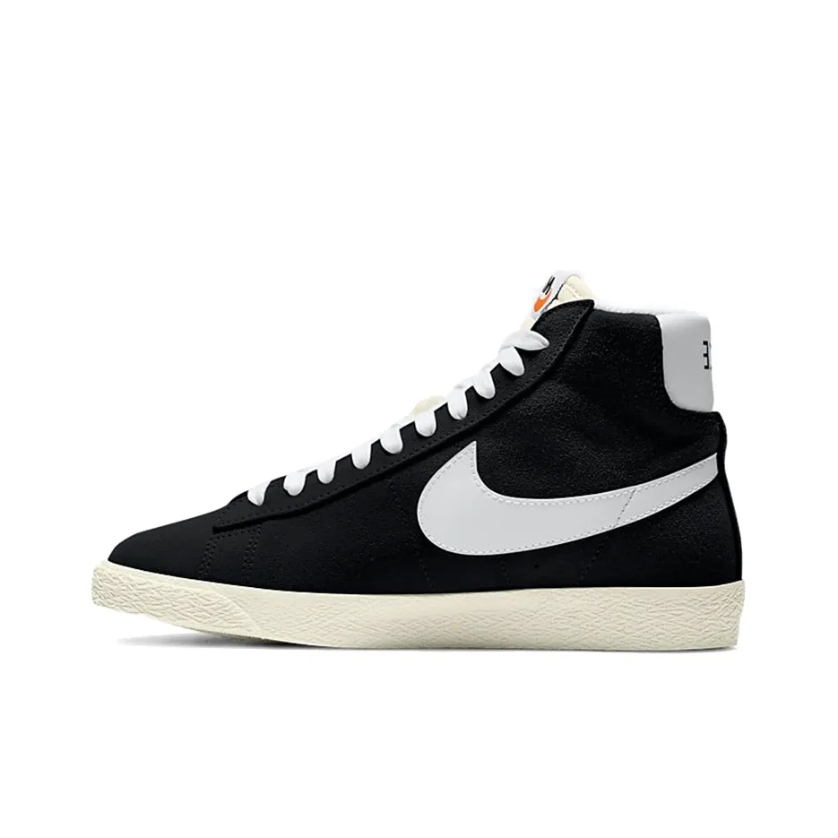 Nike Blazer Покрытие Slip-Resistant и Abrasion-Resistant MID Топ Скейтборд Кроссовки Женские Черный Белый