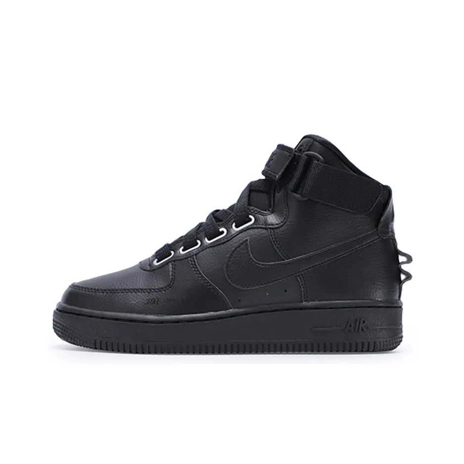 Nike Air FORCE 1 Non Slip Легкий Высокий Топ Скейтбординг Кроссовки Женские Черные