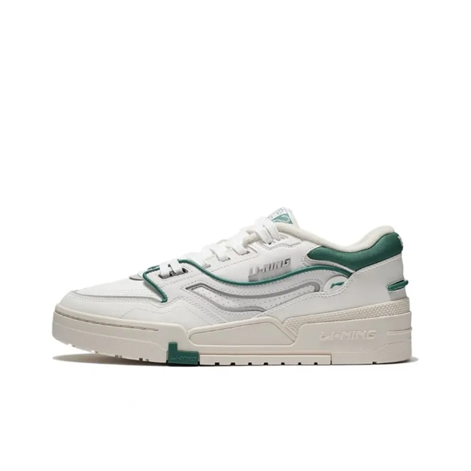 LiNing 001 BTC BTC Slip-Resistant Cushioning Wear-Resistant Low-Top Skateboard Shoes White Green #Gift Recommendation