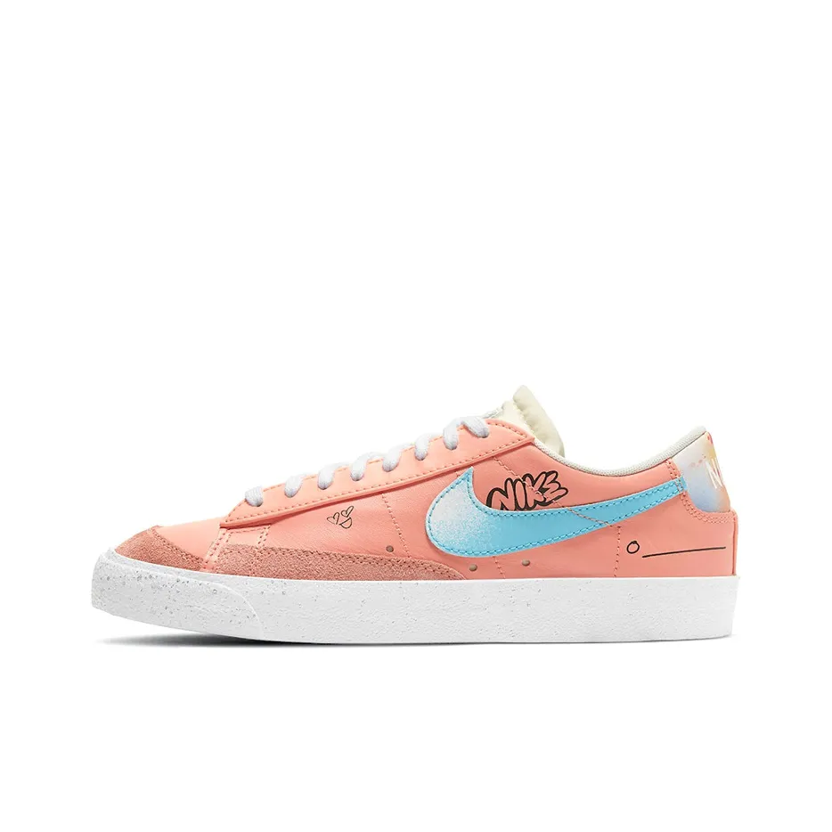 Nike Blazer '77 Swoosh Slip Resistant Abrasion Resistant Легкий Низкий Топ Скейтборд Кроссовки Женские Розовые