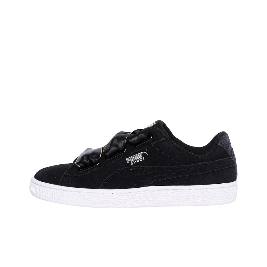 PUMA Suede Series Сердце Galaxy Низкие Кроссовки для скейтбординга Женские Черные
