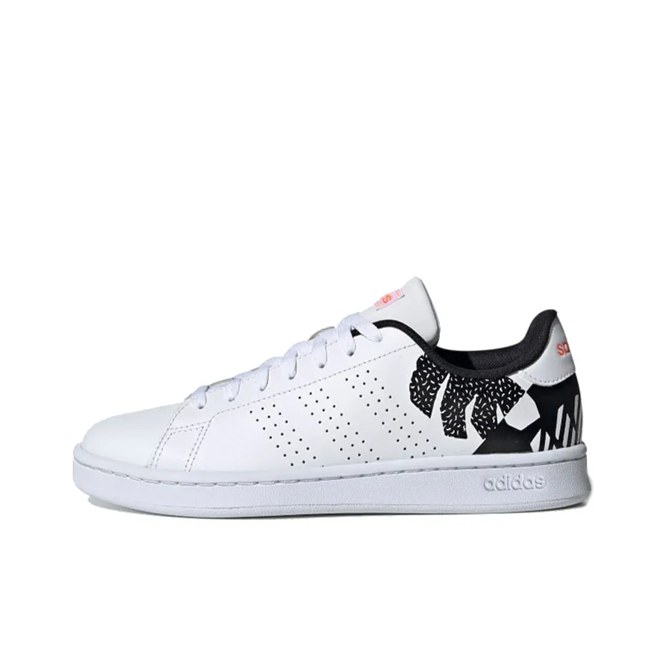 ADIDAS NEO ADVANTAGE Low Топ Скейтборд Кроссовки Женские Белые с Черным Цветком