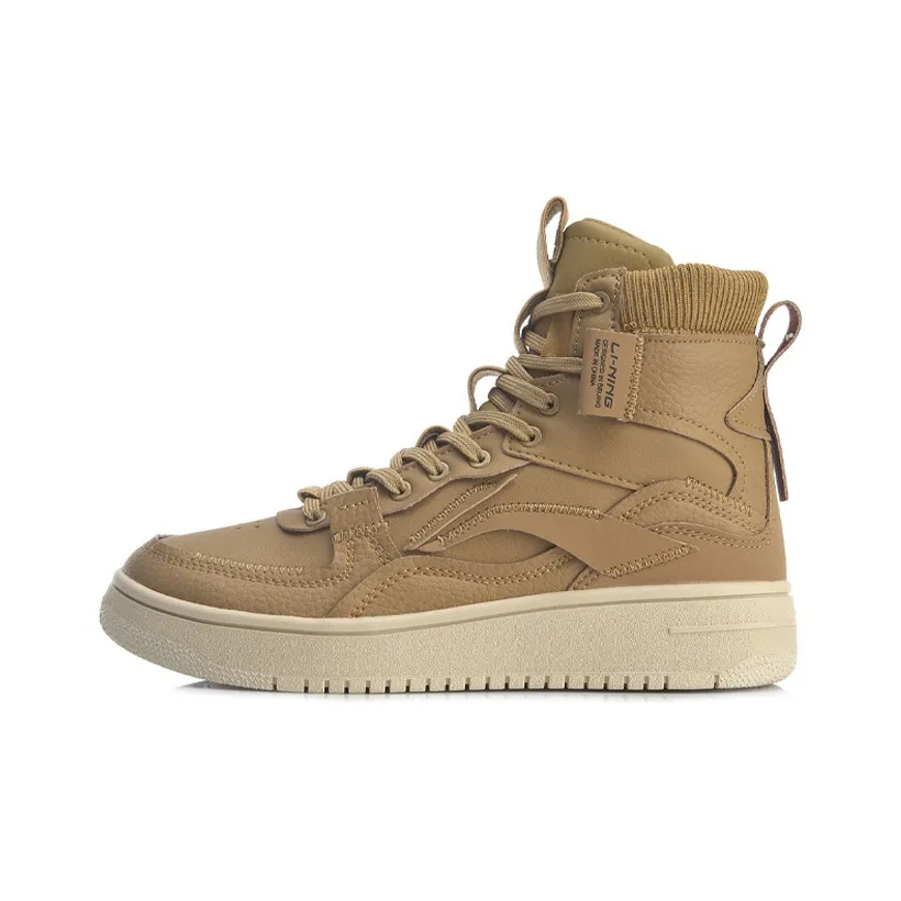 LiNing Покрытие против скольжения амортизация устойчивость к истиранию высокий топ кроссовки для скейтбординга женские малиновый золотой