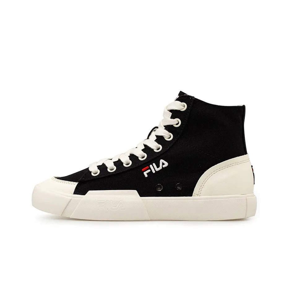 FILA FUSION Fila Block High Top Canvas Shoes Black/White Women's