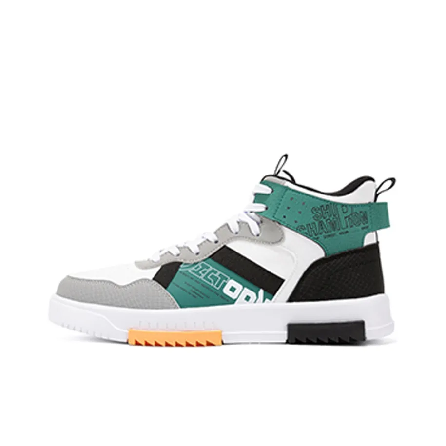 XTEP Coverage Anti Slip And Wear Resistant High Top Skateboard Shoes Men's White Black
