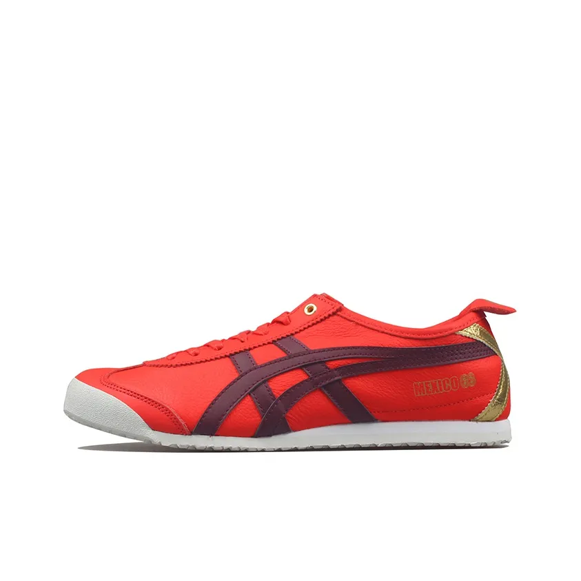 Onitsuka Tiger MEXICO 66 Low Топ Скейтборд Кроссовки Унисекс Коричневый Красный