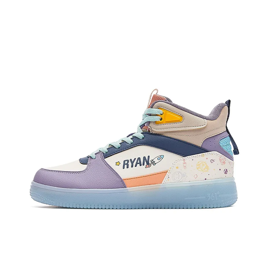 361° Warm Anti Slip And Wear Resistant High Top Skateboard Shoes Women's White Purple Orange