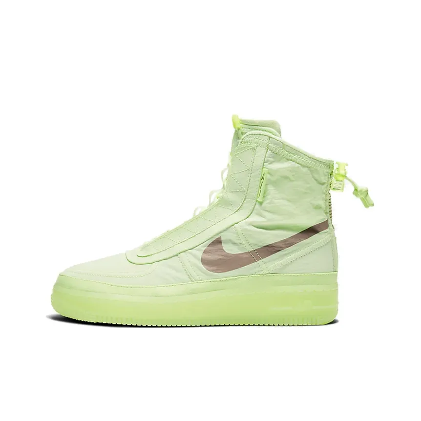 Nike Air FORCE 1 Shell Lightweight Coating High-Top Скейтбординг Кроссовки Женские Неон Зеленый