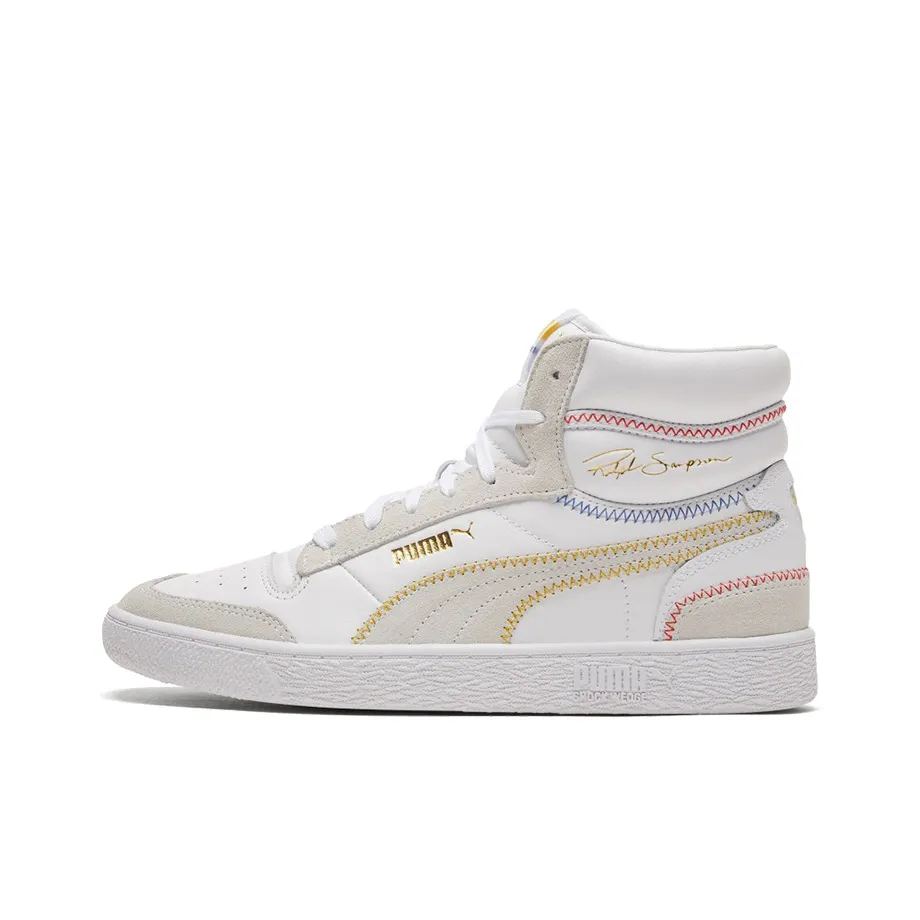 PUMA Ralph Sampson Mid Stitch White/Grey/Yellow High Board Shoes