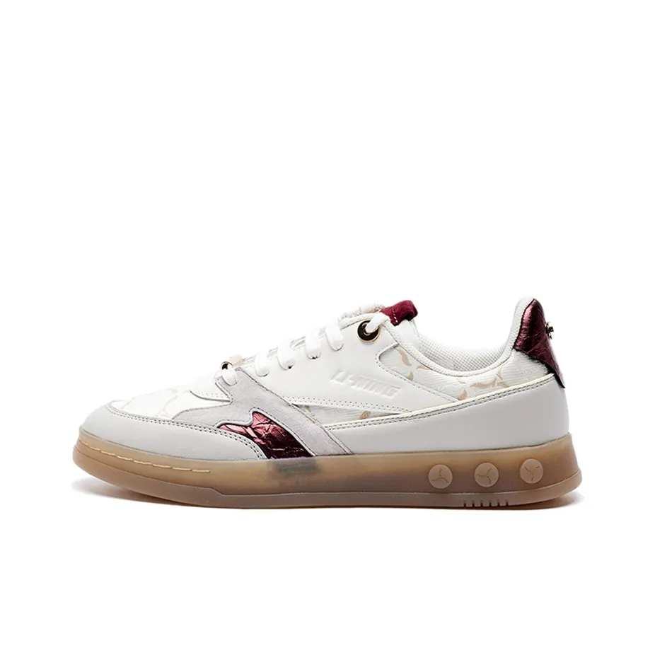 LINING Classic Collection Износостойкий и Легкий Низкий Топ Скейтборд Кроссовки Женские Белые Красные