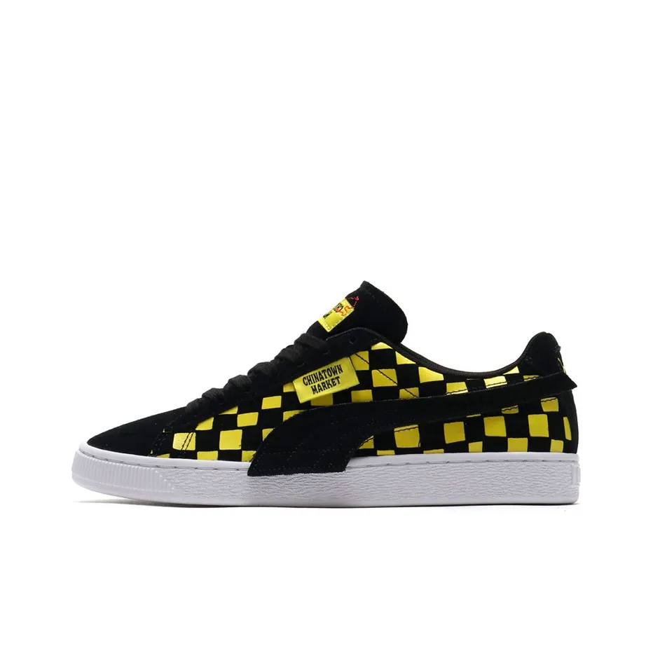 Chinatown X PUMA Suede Series Low Топ Скейтборд Кроссовки Унисекс Черный Желтый Клетка