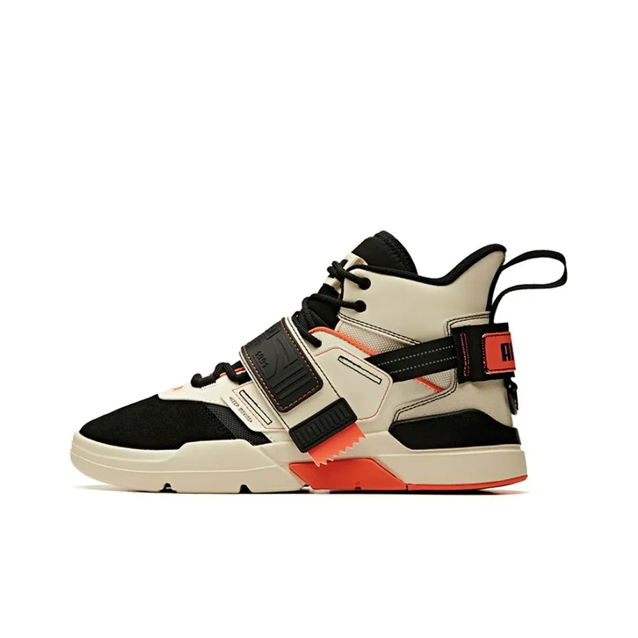 Anta Life women Abrasion Resistant Slip Resistant High Top Skateboard Shoes Men's Black Orange
