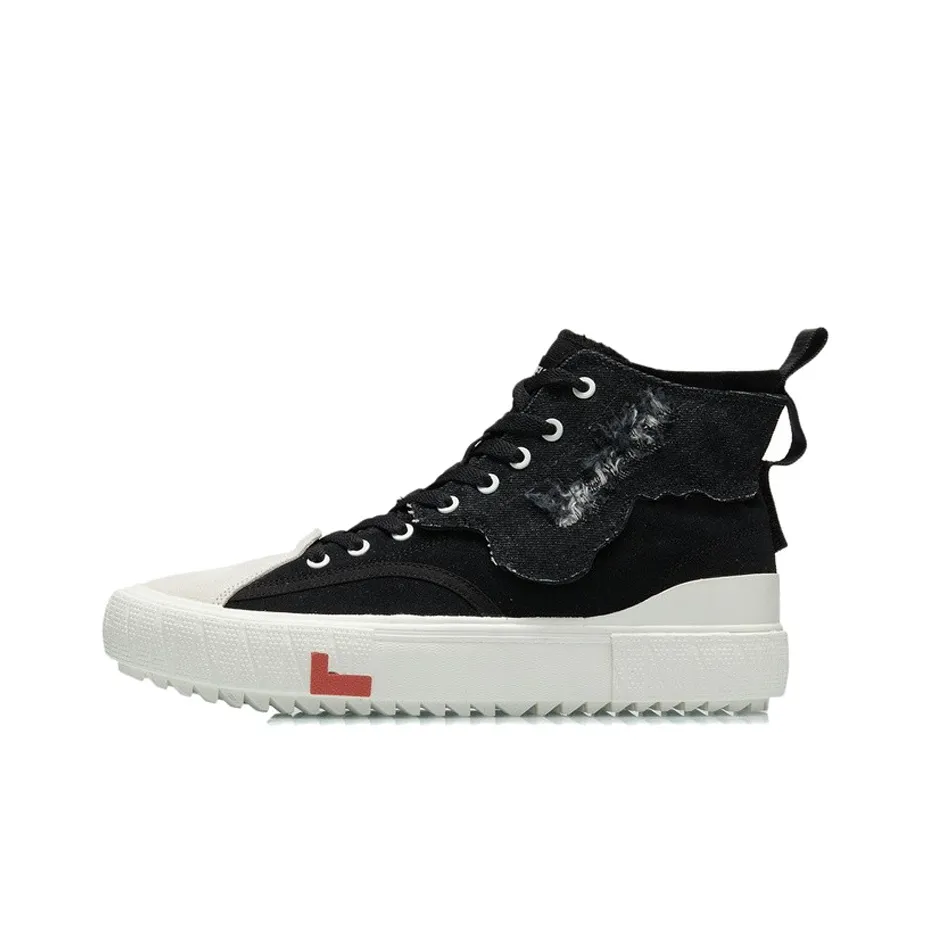 LINING CF Износостойкий и Легкий Высокий Топ Скейтборд Кроссовки Мужские Черный Белый