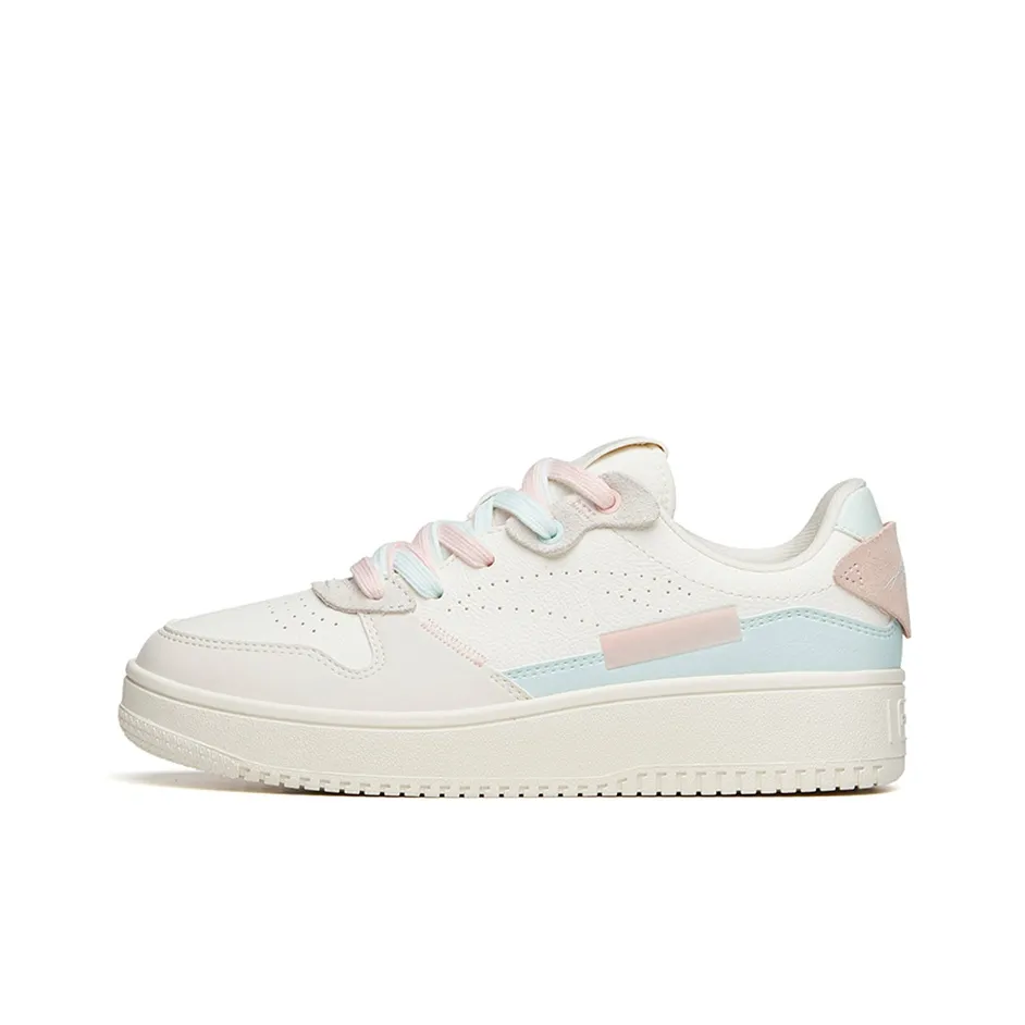 Anta Life Collection Anti Slip Wear Resistant Low Top Skateboard Shoes Women's White Blue Pink