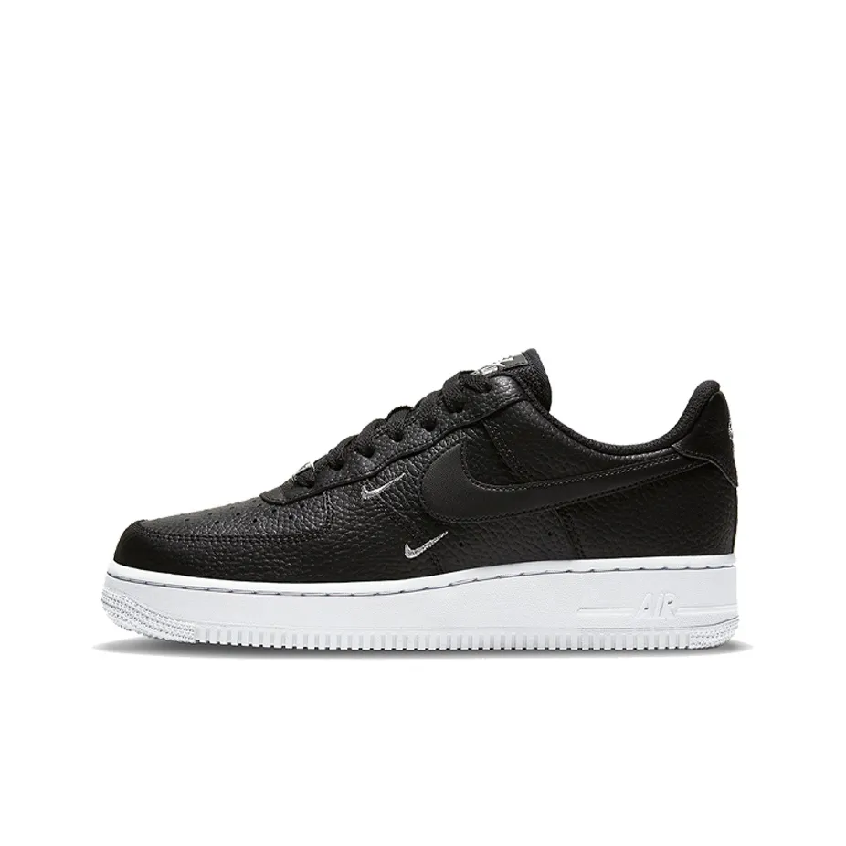 Nike Air Force 1 Low '07 Essential Black White Silver Mini Swoosh Women's