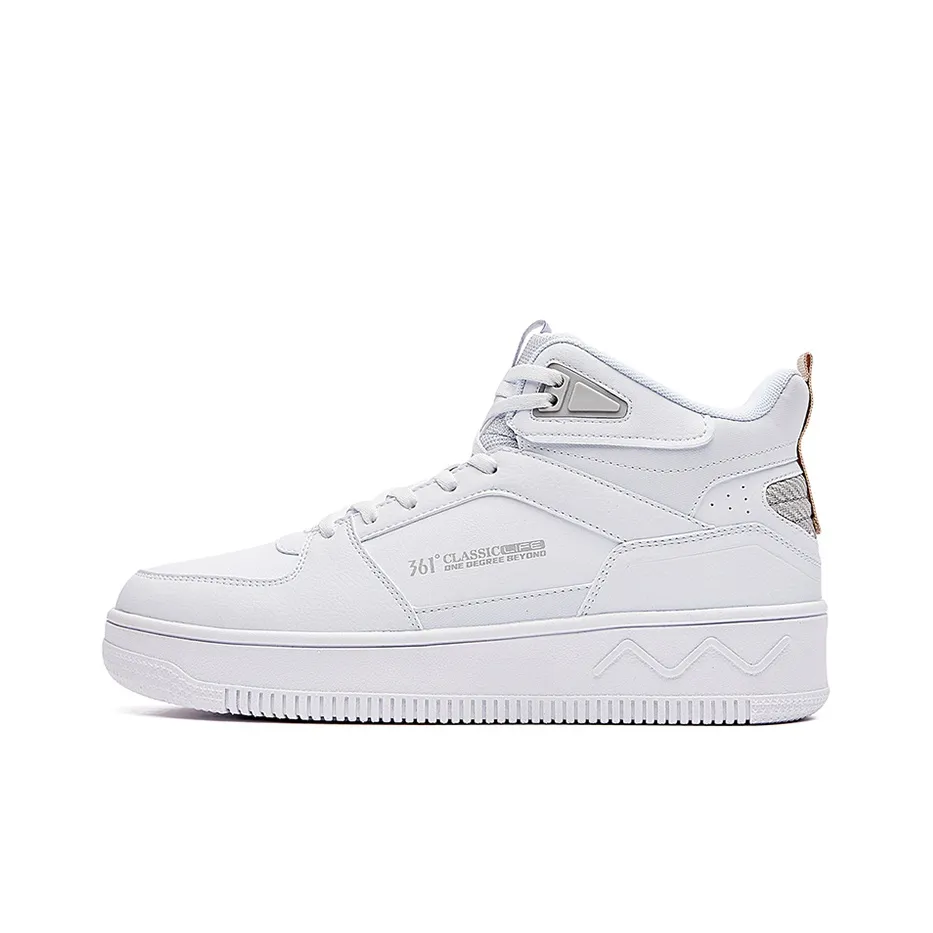 361° Slip-resistant Abrasion-resistant High Top Skateboard Shoes Men's White Gray