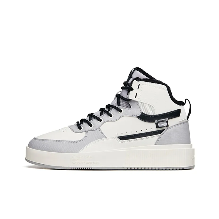 ANTA Устойчивые к истиранию Высокие Кроссовки для скейтбординга Мужские Белые Серые