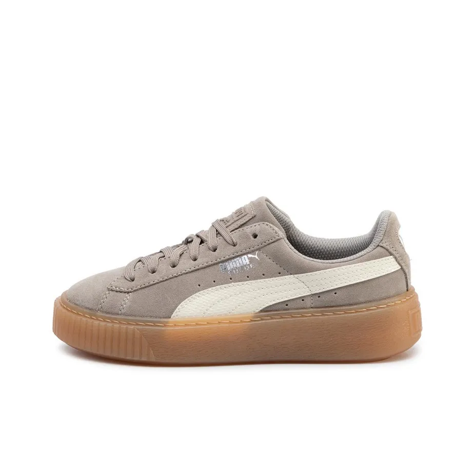 PUMA Suede Platform Low Топ Скейтборд Кроссовки Женские Серый Коричневый