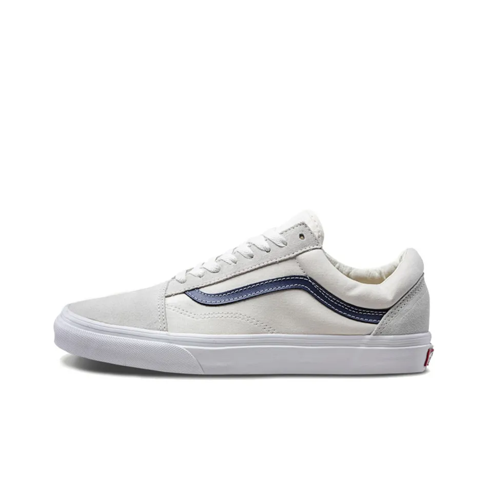 VANS Old Skool Collection Винтажный Белый Низкие Кроссовки для Скейтбординга Унисекс Белый Синий