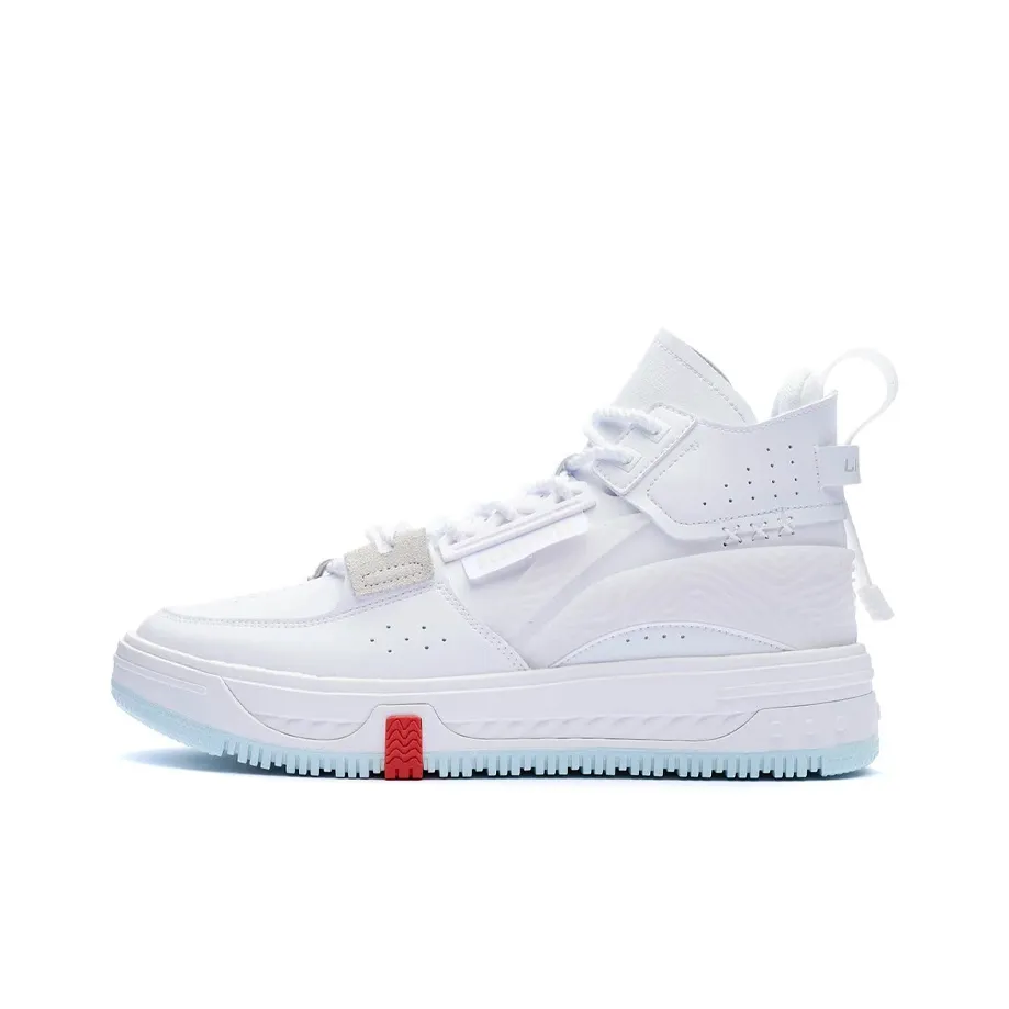 LINING Anti-Slip и износостойкие кроссовки для скейтбординга с высоким верхом мужские стандартный белый