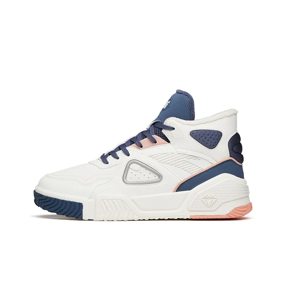 ANTA Life Collection Slip-resistant Abrasion-resistant High Top Скейтборд Кроссовки Женские Белые Синие