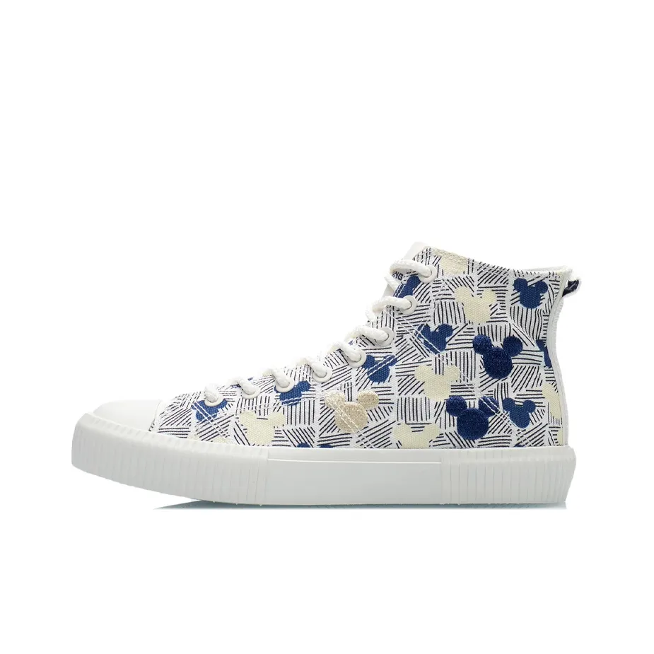 LINING Disney Высокие Кроссовки для скейтбординга Женские Белые Синие Желтые