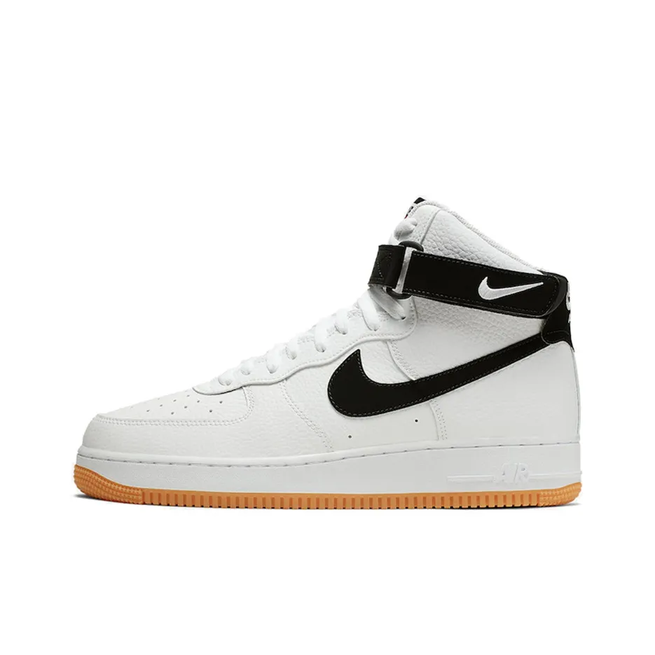 Nike Air Force 1 High '07 Белый Gum Покрытие Устойчивый к истиранию Высокий Топ Скейтбординг Кроссовки Унисекс Белый Черный