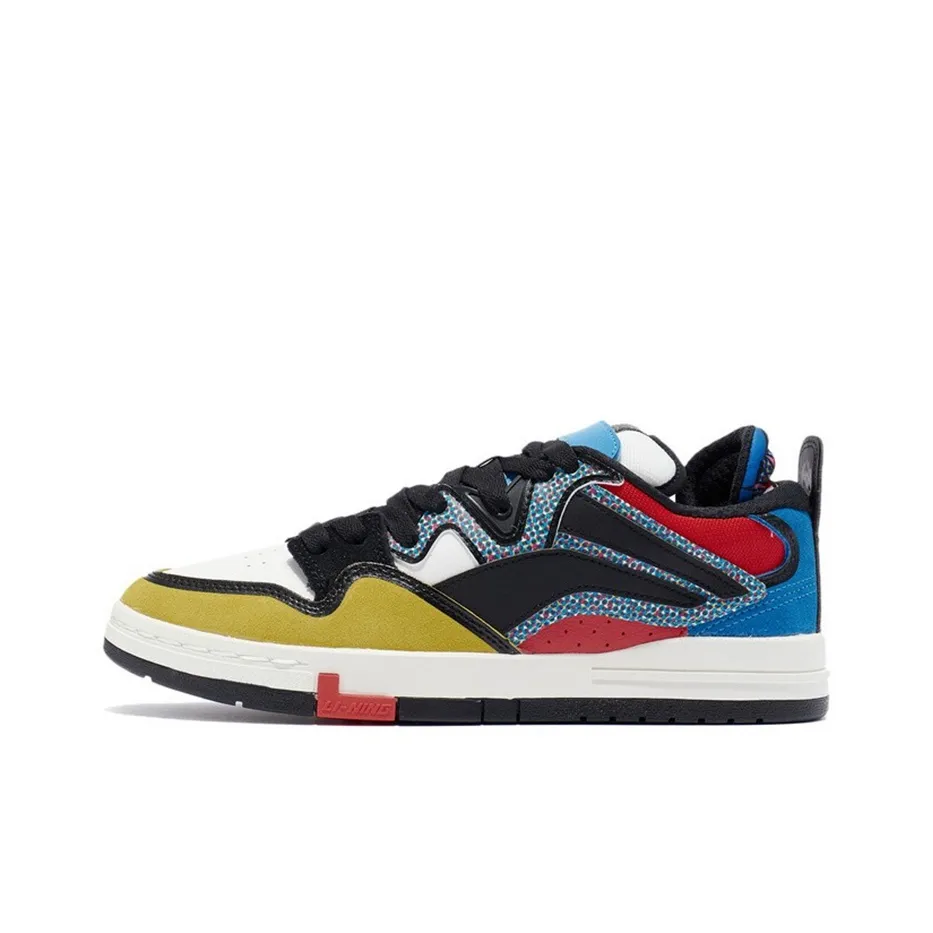 LiNing Wave Pro Anti-Slip And Wear-Resistant Lightweight Low-Top Skateboard Shoes Men's Black Red Yellow