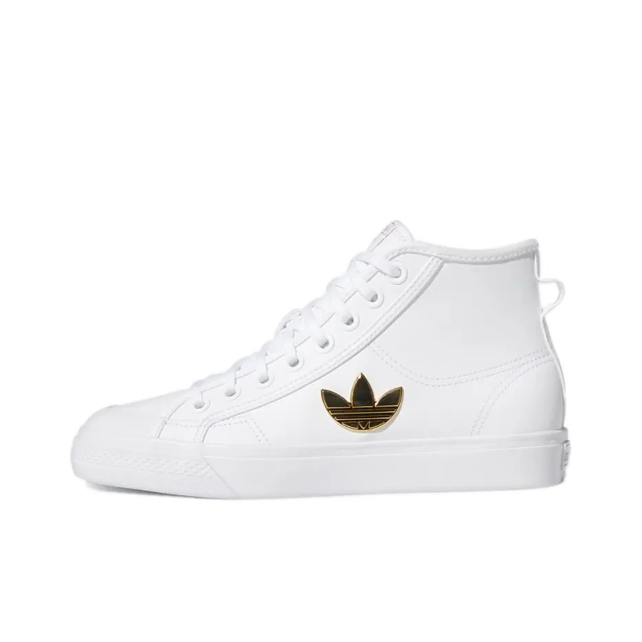 Adidas Originals NIZZA Trefoil High Топ Скейтборд Кроссовки Женские Pearl White