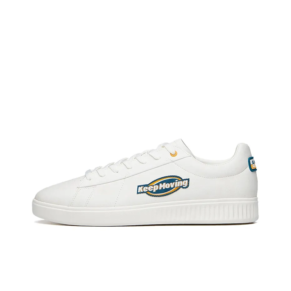 Anta Life Collection Cushioned Slip-Resistant Low-Top Skateboard Shoes Men's White Cyan Yellow