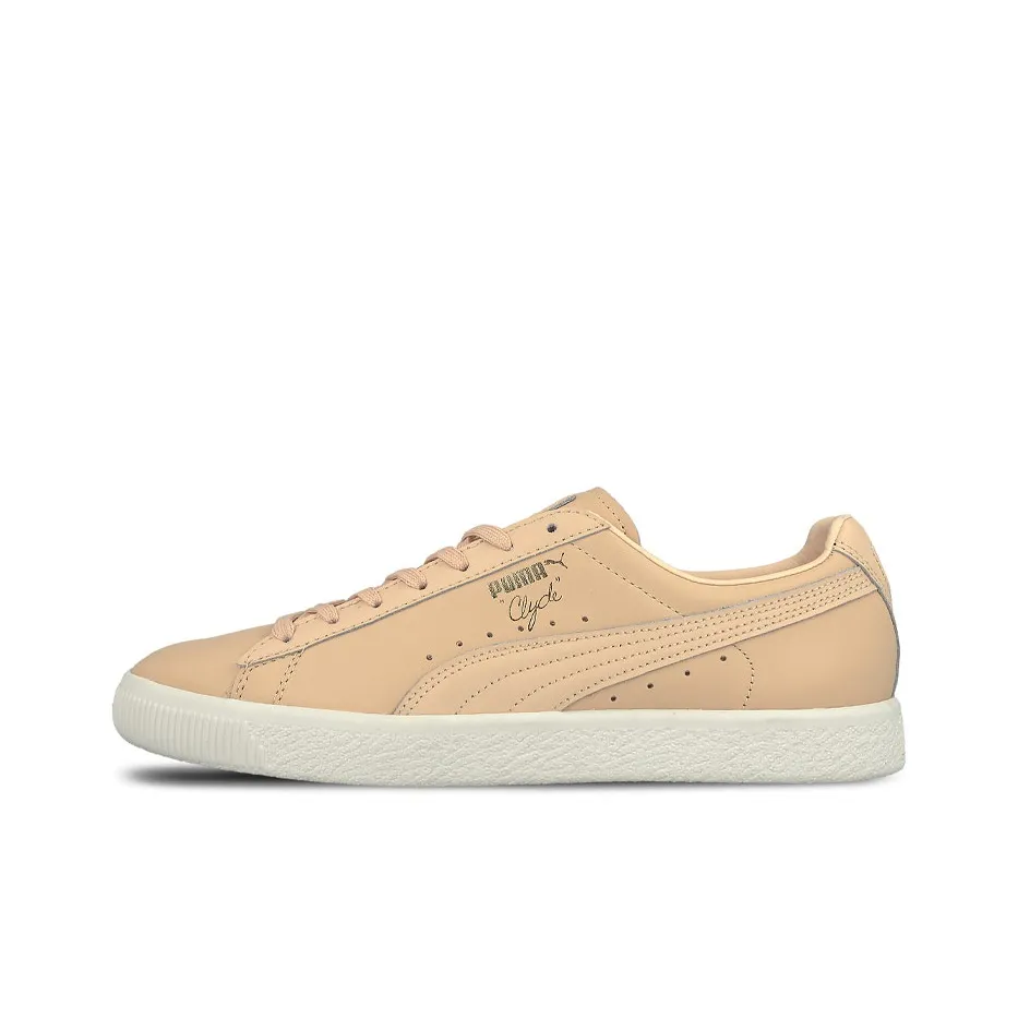 PUMA Clyde Natural Износостойкий And Lightweight Низкий Топ Скейтборд Кроссовки Мужские Черный Белый Светло-Коричневый