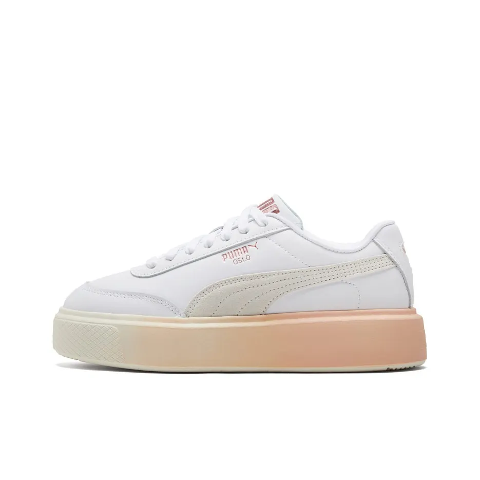 PUMA Oslo Maja Легкие и Дышащие Низкие Кроссовки для Скейтбординга Женские Белые Розовые Синие