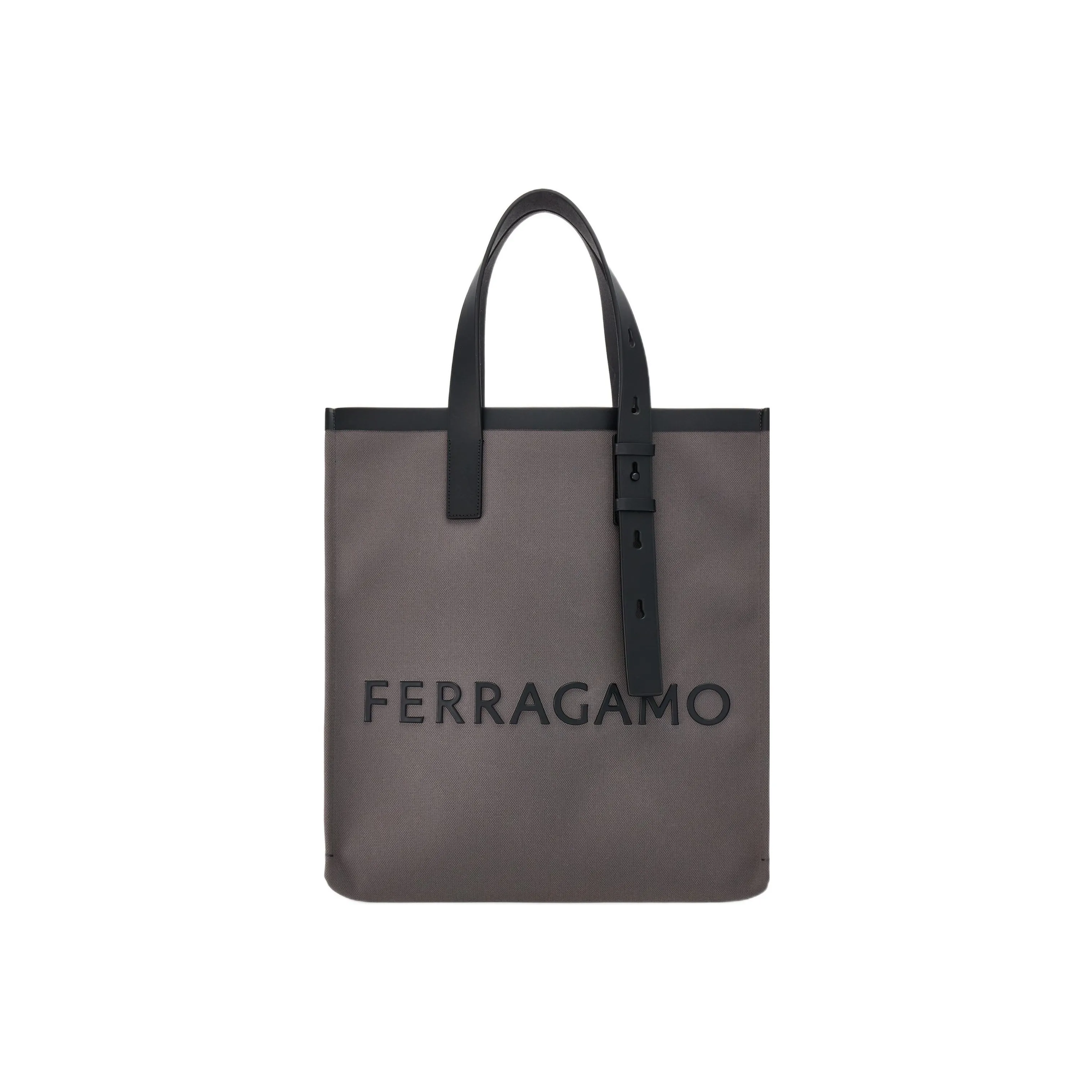 FERRAGAMO Canvas With Leather Trim Tote Bag, Shopping Bag, Handbag Regular Men's Black