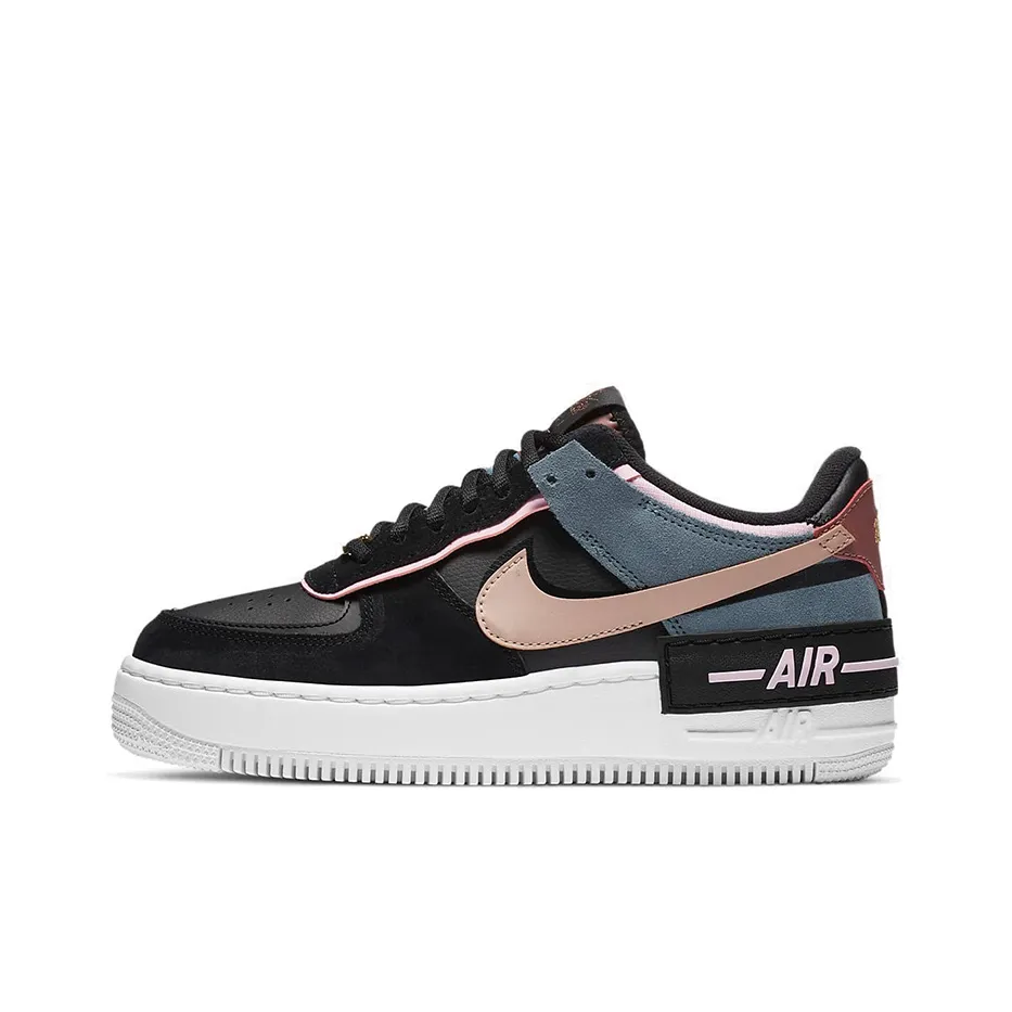Nike Air Force 1 Skateboard Shoes Women's Low Top Black Blue Pink