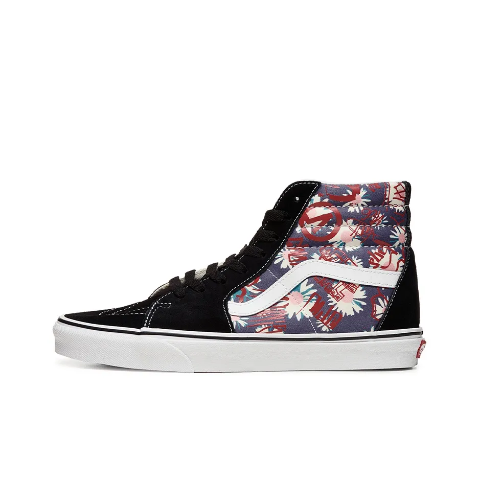 Vans SK8 HI Flowers Graffiti Unisex 'Black Blue Red'