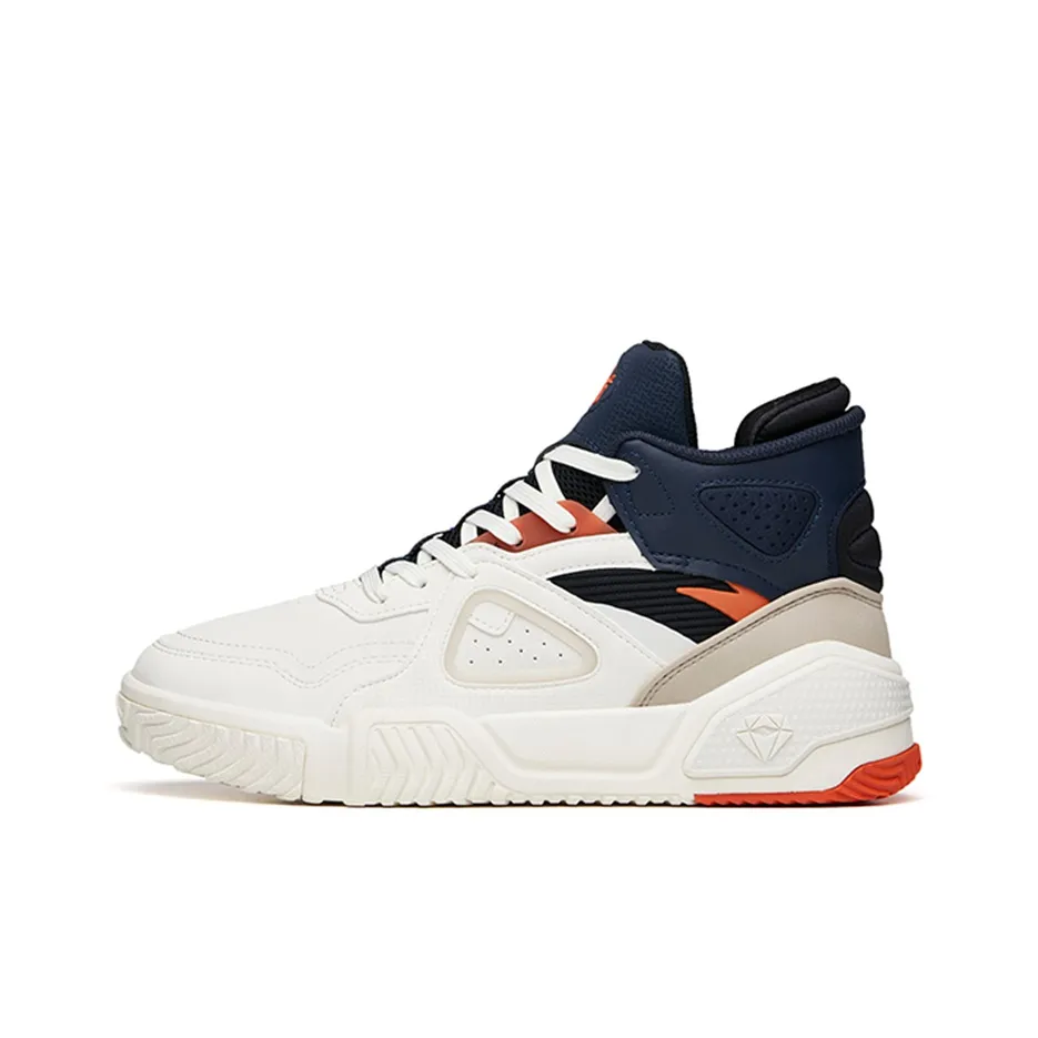 ANTA Life Collection Пламя Амортизация Износостойкие Высокие Кроссовки для скейтбординга Мужские Белый Черный Оранжевый