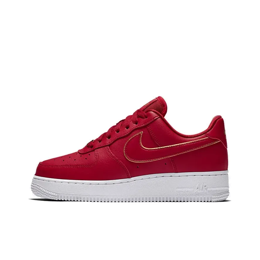 Nike Air FORCE 1 Non Slip Легкий Низкий Топ Скейтбординг Кроссовки Женские Красный Золото Edge