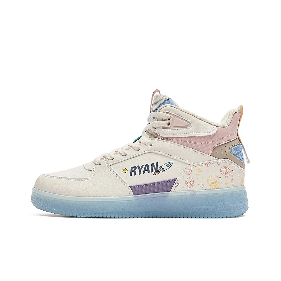 361° Slip Резистентные амортизаторы Высокий топ Скейтбординг Кроссовки Женские Белые